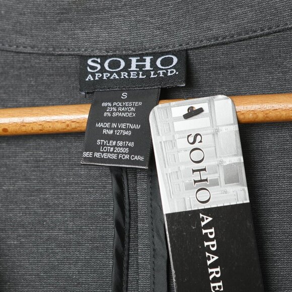 Soho Apparel Stretch Hi-Lo Blazer Jacket. Ruched Sleeves Office Workwear Grey - Picture 4 of 7